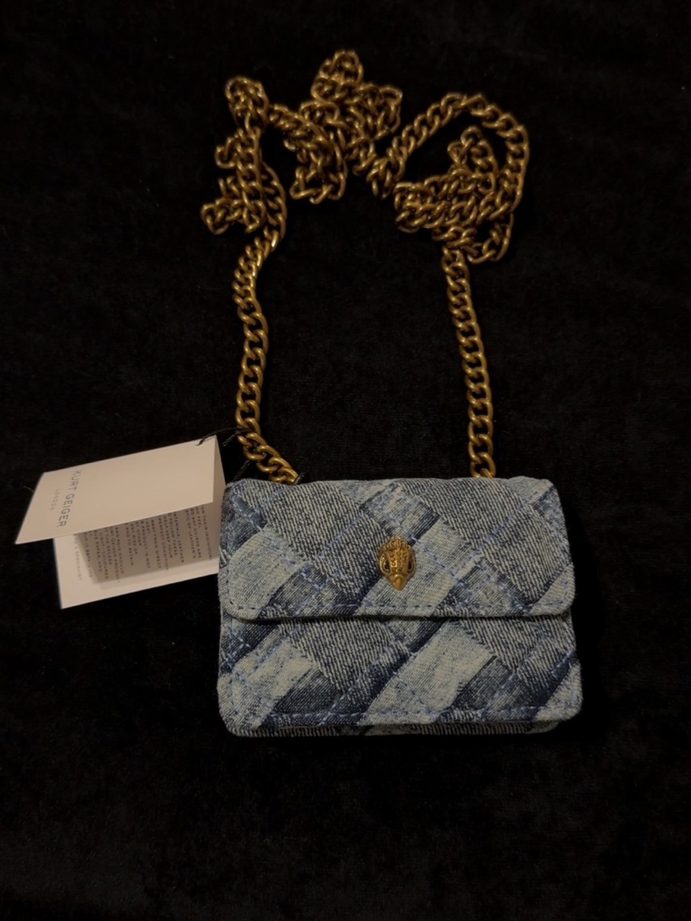 Kurt Geiger Denim Studded Wooden Clogs with Gold Accents and Matching Purse - Picture 2 of 7